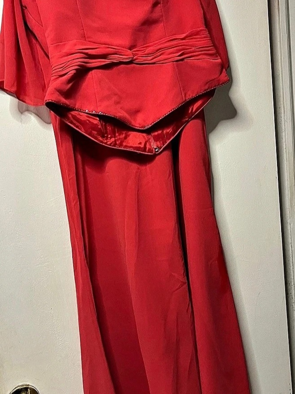 Donna Karan Red Ruched Maxi Dress